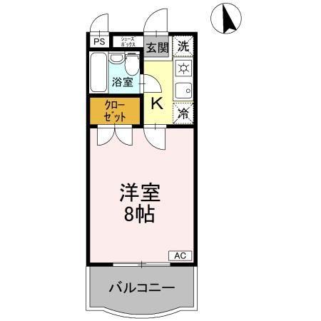 サンハイツ沖浜(1K/1階)の間取り写真