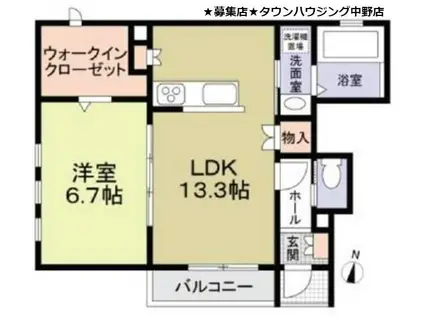 トネリコ・メゾンN(1LDK/1階)の間取り写真