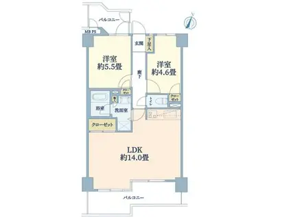ライオンズマンション戸塚台(2LDK/3階)の間取り写真