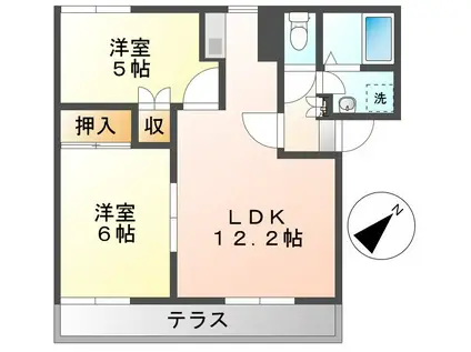 ボヌール(2LDK/2階)の間取り写真