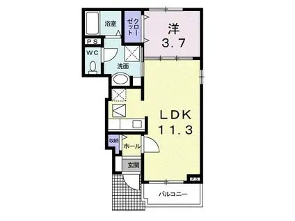 ベルエスパス(1LDK/1階)の間取り写真