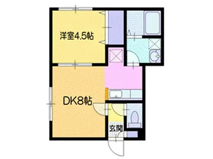 アンデス富岡(1LDK/1階)の間取り写真