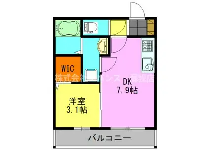 EVITA(1DK/3階)の間取り写真