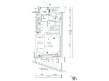 グローリオ明大前(1K/6階)の間取り写真