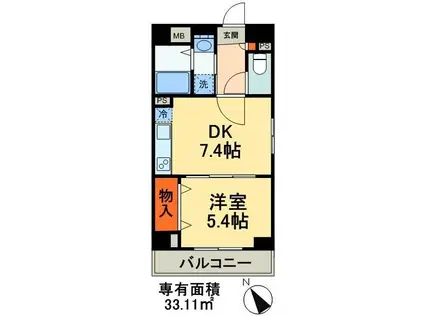 SOLEADO ZEN(1DK/4階)の間取り写真