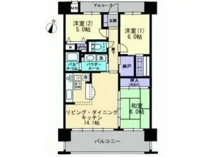 アルファステイツ丸亀城西(3LDK/5階)の間取り写真