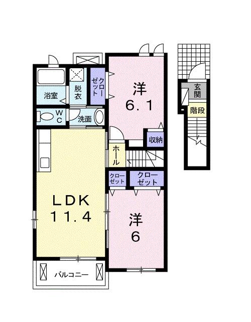 グレイス VILLA II(2LDK/2階)の間取り写真
