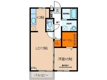 フルール大町(1LDK/2階)の間取り写真