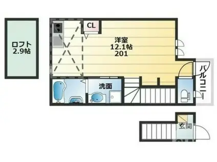 あんしん南庄町08-1024(ワンルーム/2階)の間取り写真