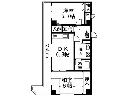 グランエクセル高師浜(2DK/2階)の間取り写真