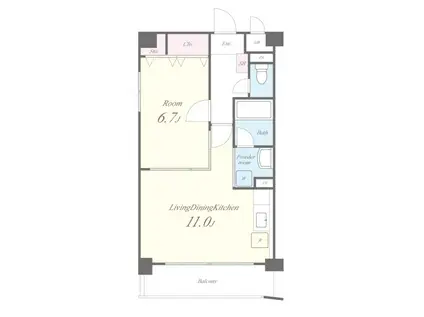 ボヌール有瀬(1LDK/1階)の間取り写真