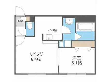 KALMIA桑園 カルミア桑園(1LDK/3階)の間取り写真