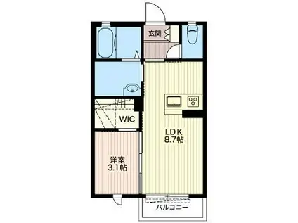 エクラージュ柳橋(1LDK/2階)の間取り写真