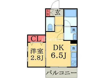 ラ・ポワール稲毛(1DK/1階)の間取り写真