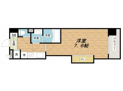 LUXE難波西III(1K/5階)の間取り写真