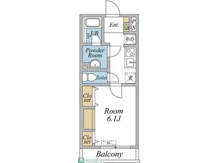ウインドヒル川口(1K/3階)の間取り写真