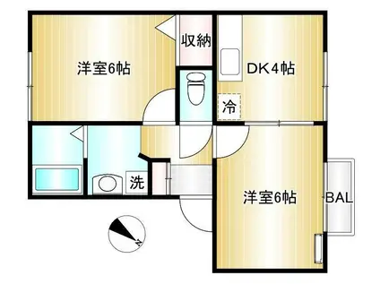 GREEN GABLESL(2DK/1階)の間取り写真