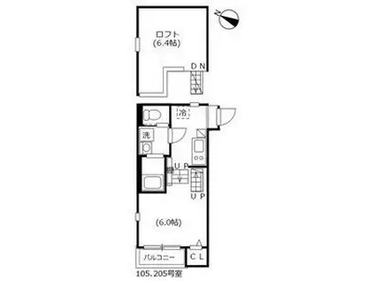 ハーモニーテラス西野町(1SK/1階)の間取り写真