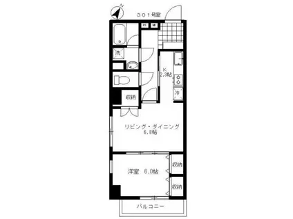 柿の木坂エミネンス(1LDK/4階)の間取り写真