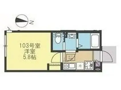 ラシュレ宿河原(1K/1階)の間取り写真