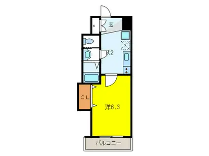 ラグゼ緑橋(1K/2階)の間取り写真