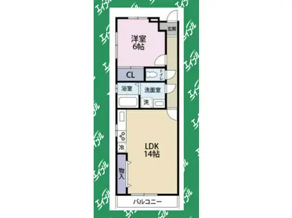 リベルタ夙川(1LDK/2階)の間取り写真