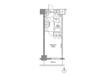 ザ・パークハビオ上野御徒町(1K/4階)の間取り写真