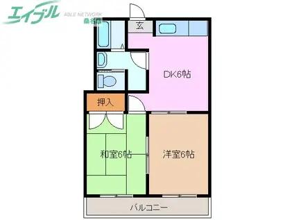 ガーデンハイツナガシマ(2DK/2階)の間取り写真