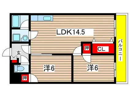 リシェスコート落合(2LDK/2階)の間取り写真