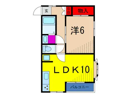 ユウコート亀有(1LDK/2階)の間取り写真
