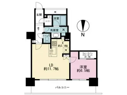 プライムパークス品川シーサイド ザ・タワー(1LDK/21階)の間取り写真