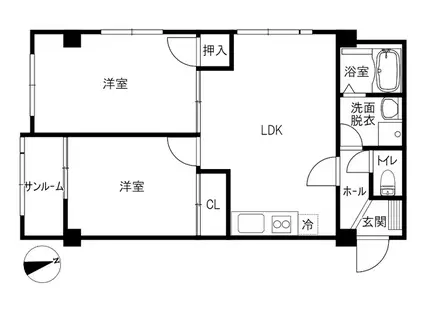 MTビル(2LDK/2階)の間取り写真