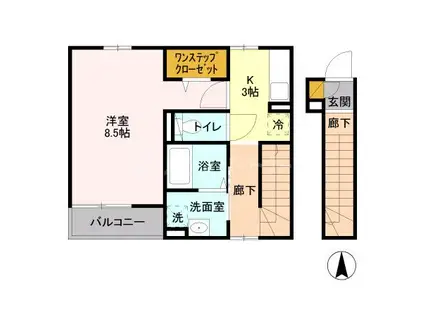 アレスグリュック(1K/2階)の間取り写真