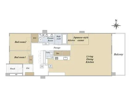 グランドヒルズ京都東山ロジュマン(2LDK/4階)の間取り写真
