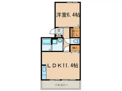 ブルーアイル3(1LDK/2階)の間取り写真