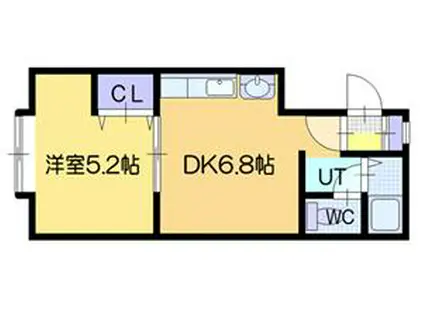 プレステージ文京台I(1DK/2階)の間取り写真