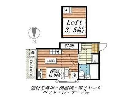 忠節第3レジデンス(1K/2階)の間取り写真