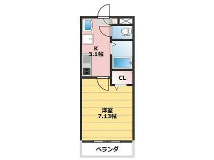 ウェーブレジデンス北長瀬(1K/1階)の間取り写真