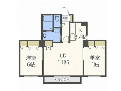 パークスクエア西野(2LDK/2階)の間取り写真