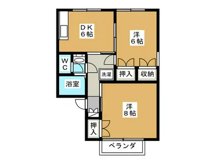 ライブリーパーク高橋 A棟(2DK/2階)の間取り写真