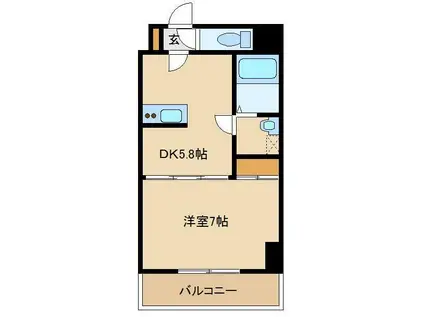 ロゼットIII(1DK/8階)の間取り写真