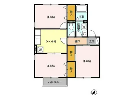 クレールパピヨンエヌ B(3DK/1階)の間取り写真