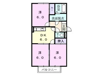 ハミング尾嶋C(3DK/1階)の間取り写真