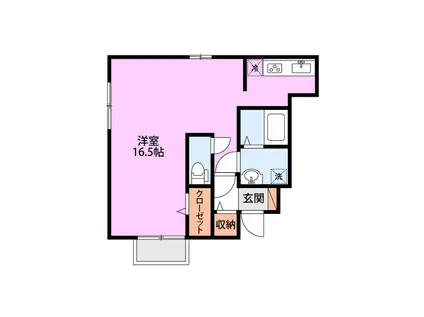 ポポラーレ(ワンルーム/1階)の間取り写真