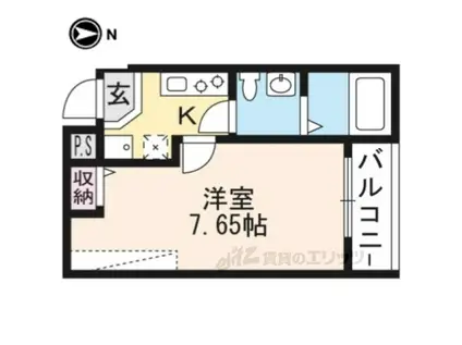 フラッティ千本下長者町(1K/2階)の間取り写真