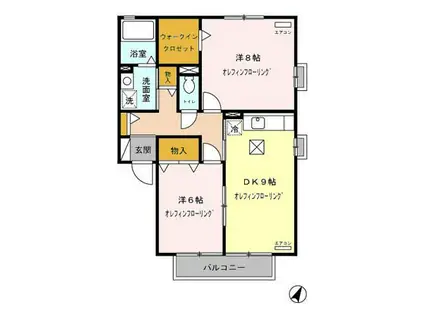 SEJOUR遊岳A/B/C(2DK/1階)の間取り写真