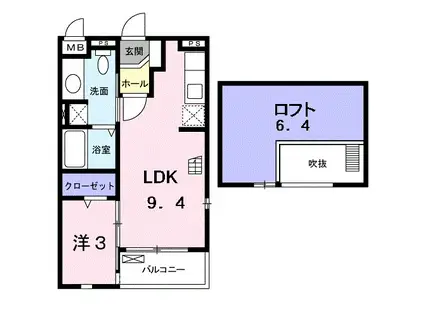 アルドーレ(1LDK/2階)の間取り写真
