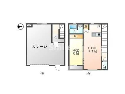 BASE KOURAKU下中野(1LDK/1階)の間取り写真