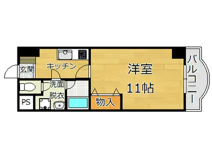 グレースヴィラ園田II(1K/1階)の間取り写真