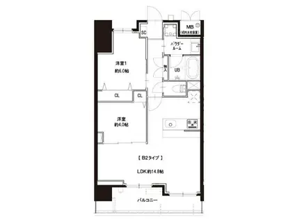 GRAND FARO元住吉(2LDK/11階)の間取り写真